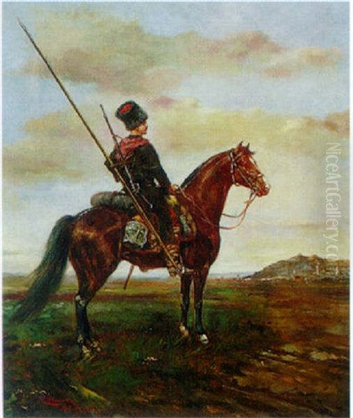 Kubanischer Kosak In Lemberg Oil Painting by Mikolai Ivasiuk