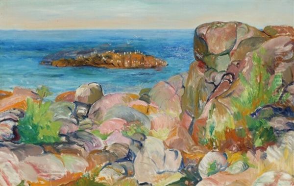 A Coastal Landscape From Bornholm Oil Painting by Kraesten Iversen