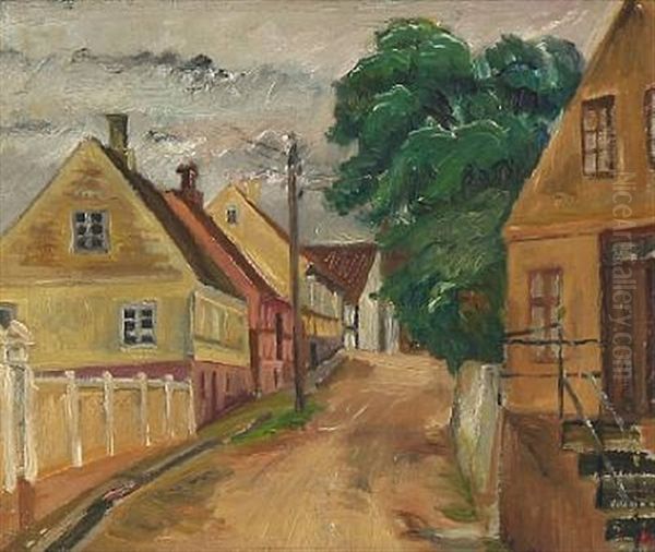 Havnebakken (+ Landskab, Svaneke, 1947, Watercolor On Paper, Lrgr; 2 Works) Oil Painting by Kraesten Iversen