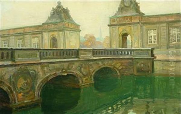 Scenery At The Marble Bridge, Copenhagen Oil Painting by Kraesten Iversen