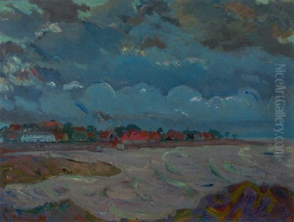 Kystparti, Antagelig Naer Svaneke Oil Painting by Kraesten Iversen