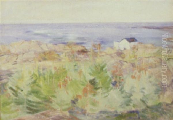 Bornholmsk Klippekyst Med Hus Oil Painting by Kraesten Iversen