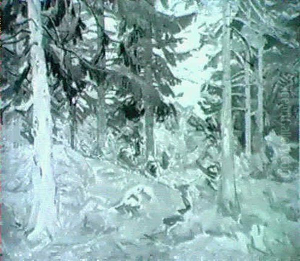 Grusvej Gennem Granskov Efter Regn, Bornholm Oil Painting by Kraesten Iversen