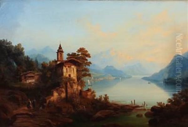 Evening At Lake Como Oil Painting by Henry Jackel