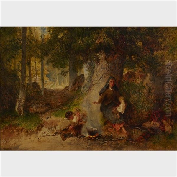 Mid-day Rest Oil Painting by Otto Reinhard Jacobi