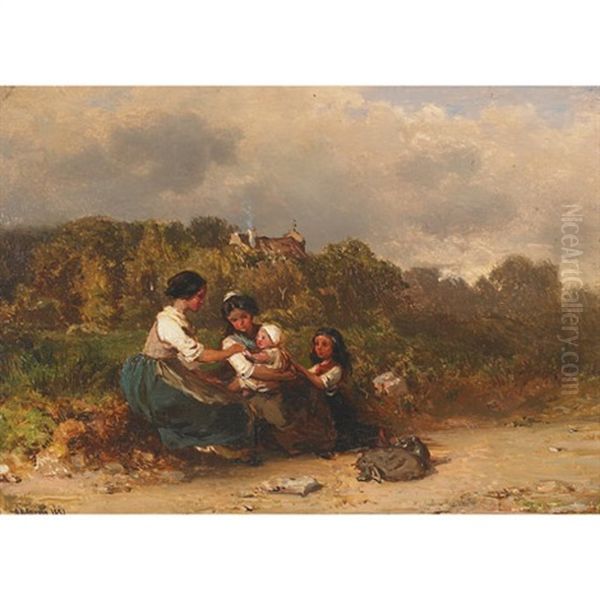 Along The Road Oil Painting by Otto Reinhard Jacobi