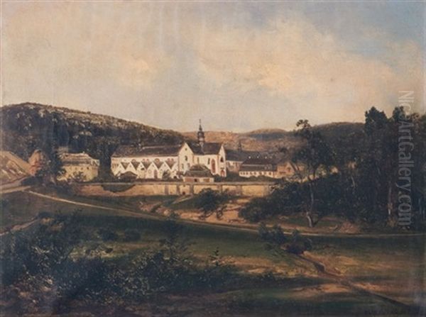 Church View Oil Painting by Otto Reinhard Jacobi