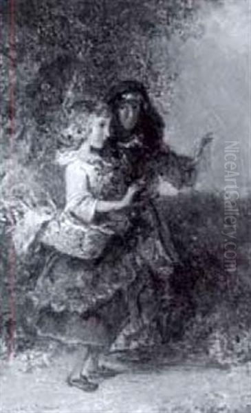 Gypsy Girls Oil Painting by Otto Reinhard Jacobi