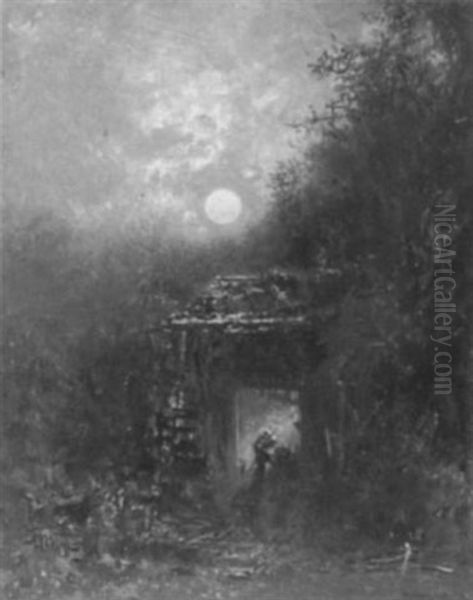 The Forge Oil Painting by Otto Reinhard Jacobi