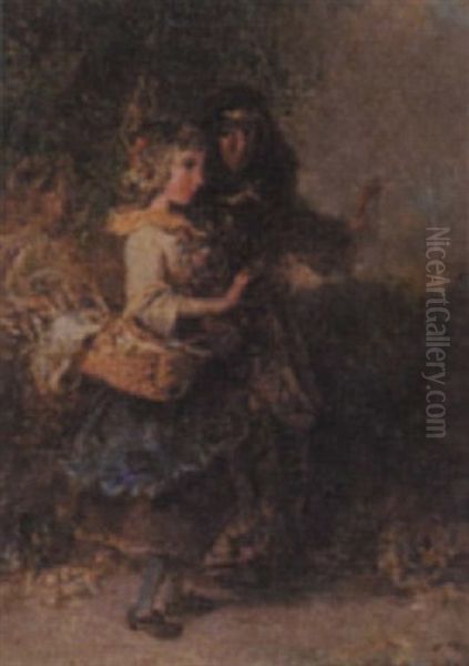 Untitled - Two Ladies In The Woods Oil Painting by Otto Reinhard Jacobi