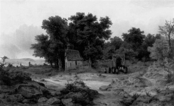 Kapelle Am Waldrand Oil Painting by Otto Reinhard Jacobi
