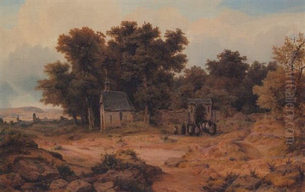 Kapelle Am Waldrand Oil Painting by Otto Reinhard Jacobi