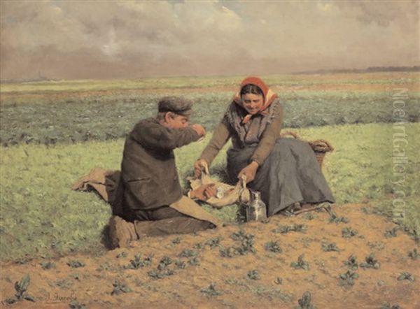 Le Dejeuner Des Paysans Oil Painting by Adolphe Jacobs