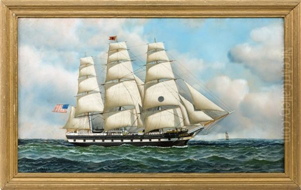 The Black Ball Line Packet Ship Fidelis Oil Painting by Antonio Nicolo Gasparo Jacobsen