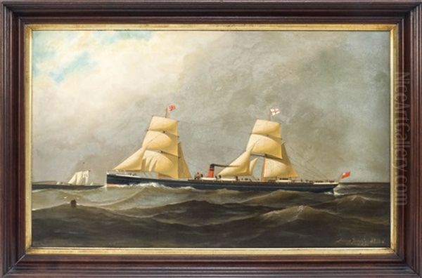 A Steam-sail Vessel With A Pilot Boat Approaching Oil Painting by Antonio Nicolo Gasparo Jacobsen