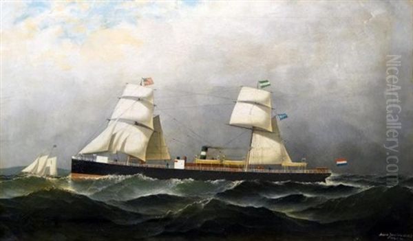 Naval Scene Oil Painting by Antonio Nicolo Gasparo Jacobsen