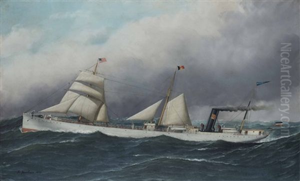 Screw Steamship Willkommen Oil Painting by Antonio Nicolo Gasparo Jacobsen