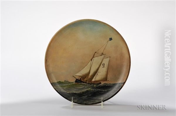 Pilot Boat No. 9 Painted On A Plate Oil Painting by Antonio Nicolo Gasparo Jacobsen