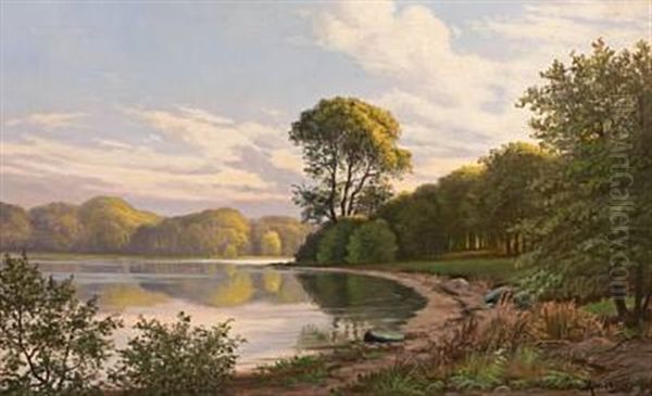 Early Afternoon By Hellebaek Oil Painting by August Jacobsen