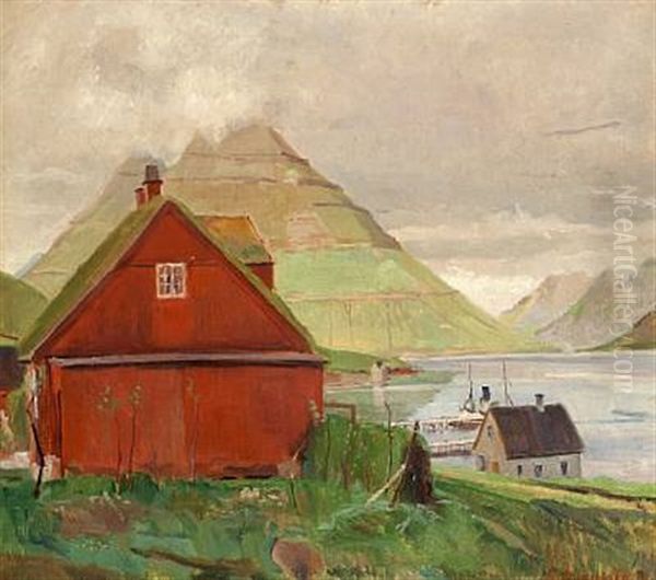 View From Klaksvik, The Faroe Islands Oil Painting by Rudolph Jacobsen