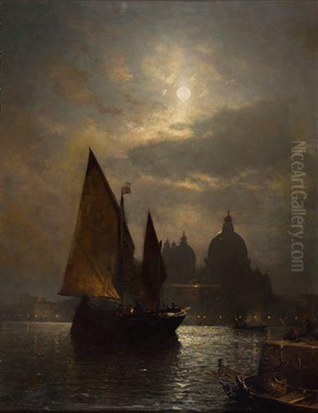 Venedig Bei Mondschein Oil Painting by Sophus Jacobsen