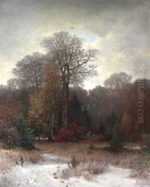 Landskap Med Radyr Oil Painting by Sophus Jacobsen