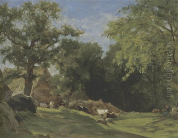 Landschaft Mit Vieh Oil Painting by Marie Ferdinand Jacomin