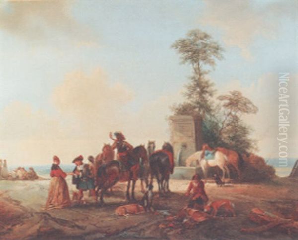 Apres La Chasse Oil Painting by Joseph Jacops