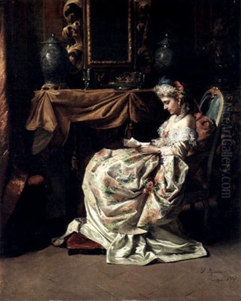 Reading The Love Letter Oil Painting by Francesco Jacovacci