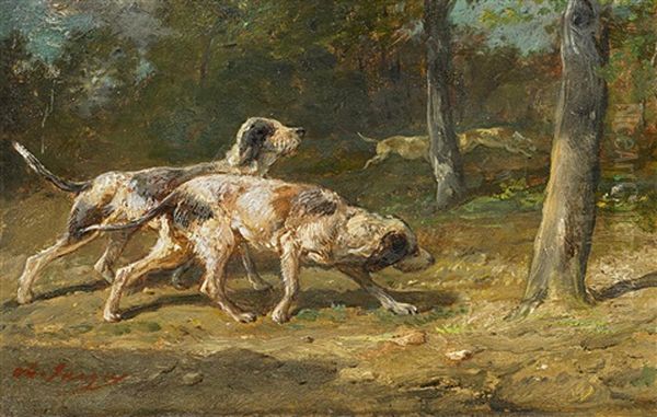 Jagdhunde Oil Painting by Charles Emile Jacque
