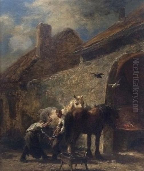 Marechal-ferrant A La Campagne Oil Painting by Charles Emile Jacque