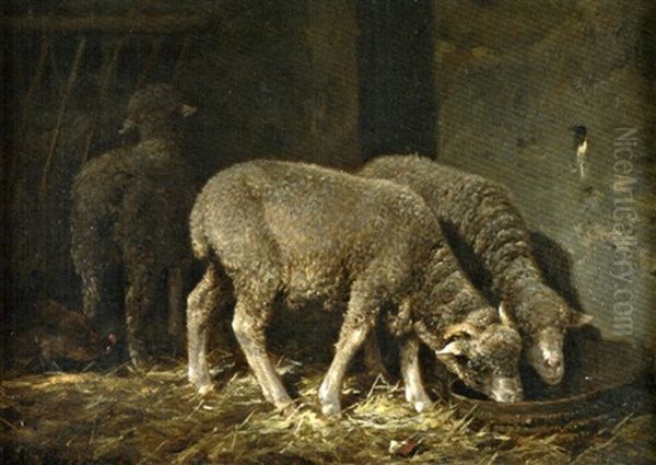 La Rentree Des Moutons Oil Painting by Charles Emile Jacque