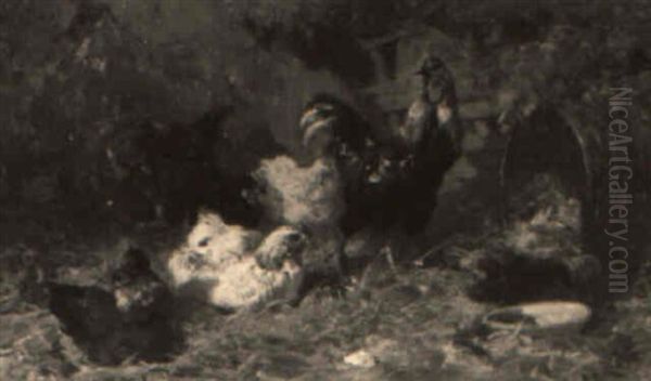 At The Roost Oil Painting by Charles Emile Jacque