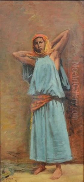 Portrait De Femme En Pied Oil Painting by Jacquet Gustave