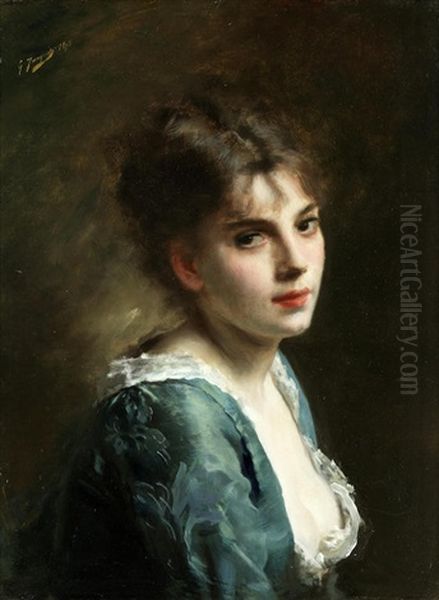 Portrait Of A Young Beauty Oil Painting by Jacquet Gustave