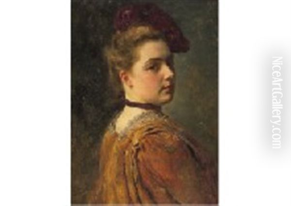 Dame Oil Painting by Jacquet Gustave