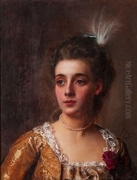 Young Woman Oil Painting by Jacquet Gustave