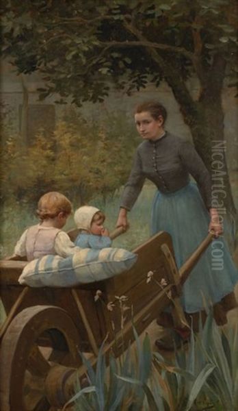 La Promenade En Brouette Oil Painting by Jacquet Gustave