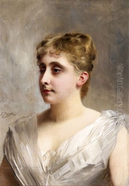 Portrait De La Princesse Polonaise Poniatowska Oil Painting by Jacquet Gustave