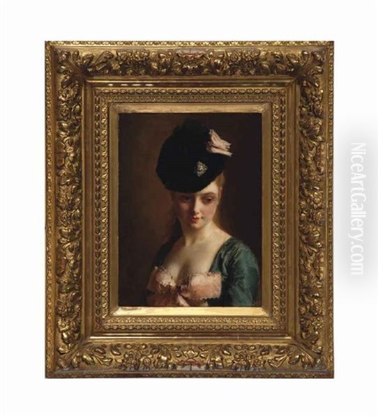 Portrait De Jane Parisienne Oil Painting by Jacquet Gustave