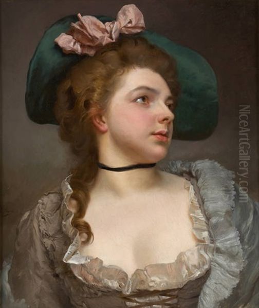 Portrait De Jeune Femme Oil Painting by Jacquet Gustave