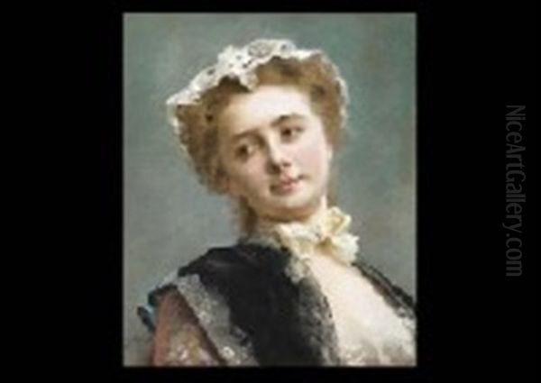 Lady Oil Painting by Jacquet Gustave