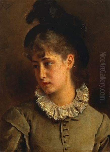 A Solemn Beauty Oil Painting by Jacquet Gustave