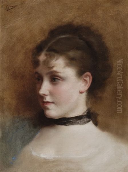 Portrait Of A Young Beauty Oil Painting by Jacquet Gustave