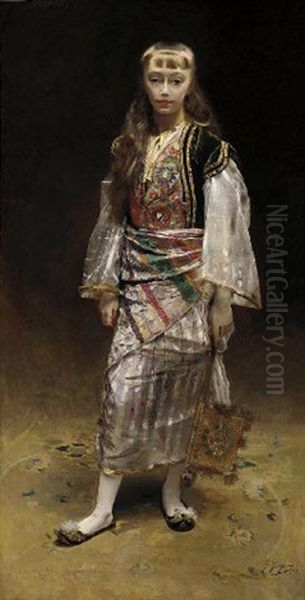 Portrait D'une Jeune Orientale Oil Painting by Jacquet Gustave