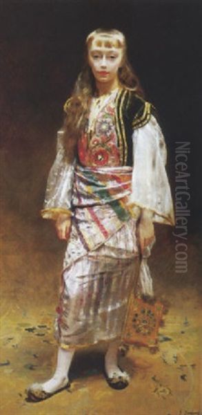 Portrait De Jeune Orientale Oil Painting by Jacquet Gustave