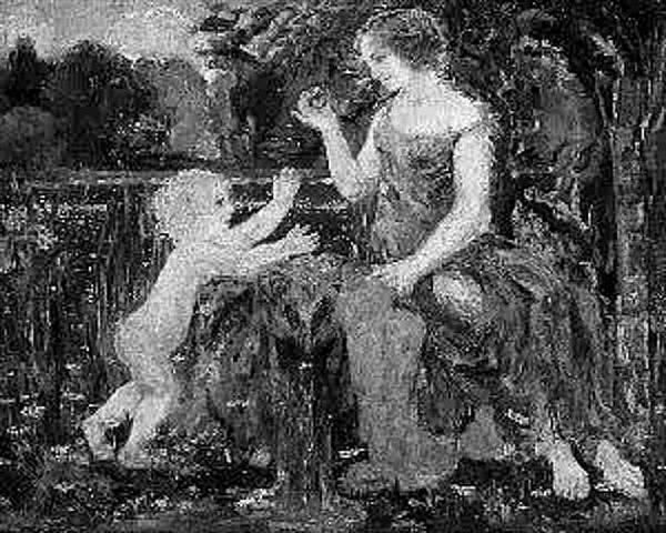 Flora Spielt Mit Amor Oil Painting by Jacquet Gustave