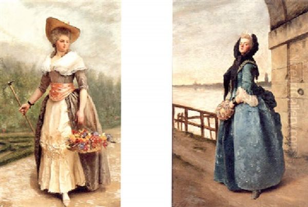 Springtime Oil Painting by Jacquet Gustave