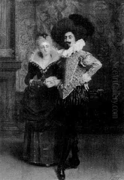 The Cavalier Oil Painting by Jacquet Gustave