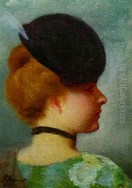 Head Of A Young Lady Oil Painting by Jacquet Gustave